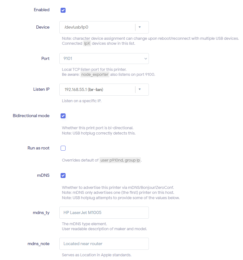 OpenWRT p910nd configuration page